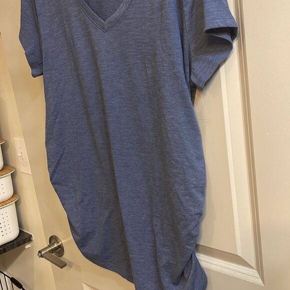 Blue Cotton Maternity Top - Picture 6 of 6